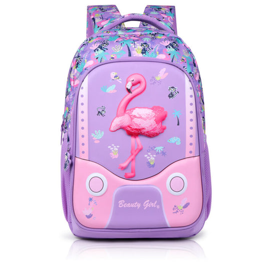 Jungle Pack School Bag for Girls | 17 Inch | 30L Water Resistant | 3D Embossed Design