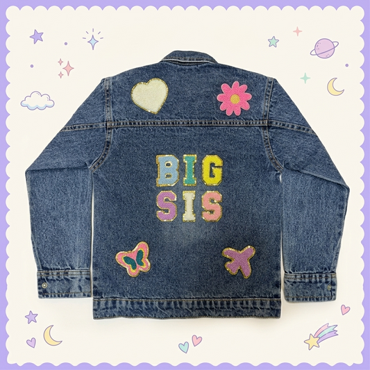 Personalised Kids Denim Jacket with Chenille Patches | Rakhi & Sibling Gift
