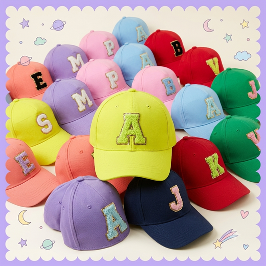 Personalised Kids Solid Cap with Chenille Initial Patch