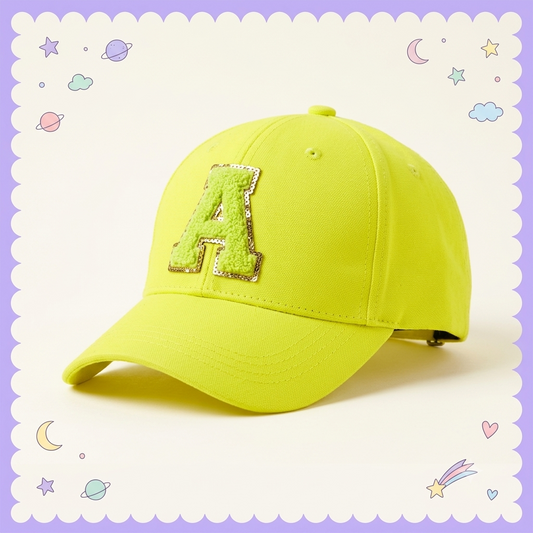 Personalised Kids Solid Cap with Chenille Initial Patch
