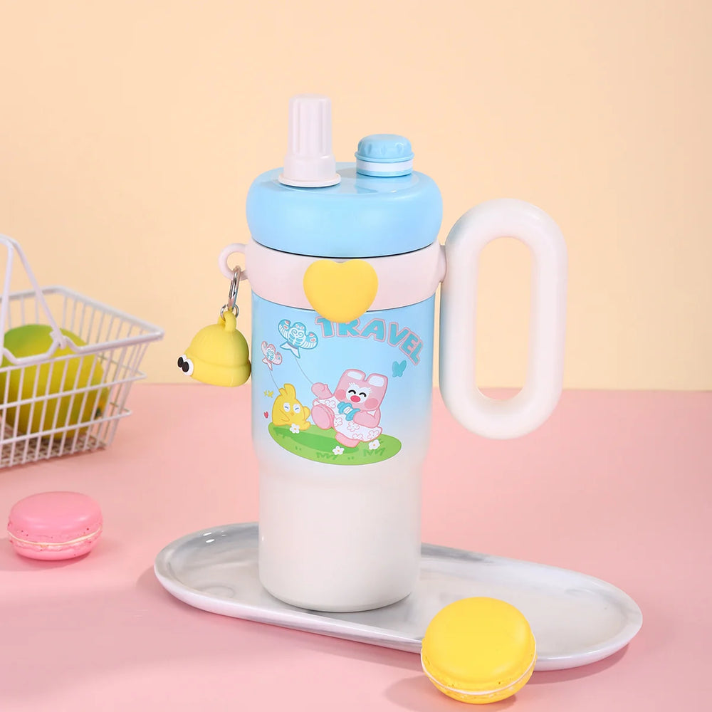 Kawaii Bear Insulated Kids Water Bottle with Straw
