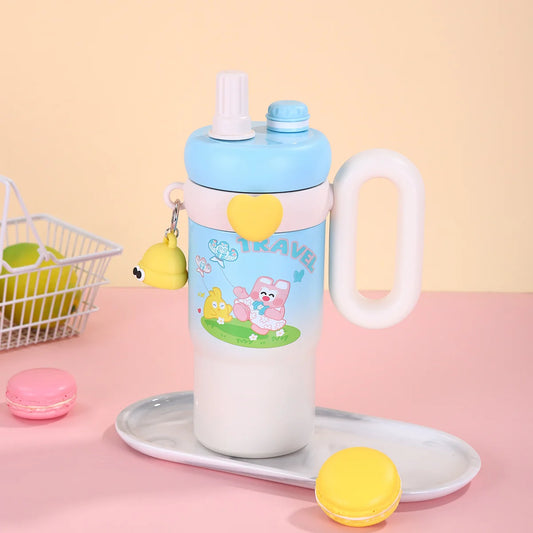 Kawaii Bear Insulated Kids Water Bottle with Straw