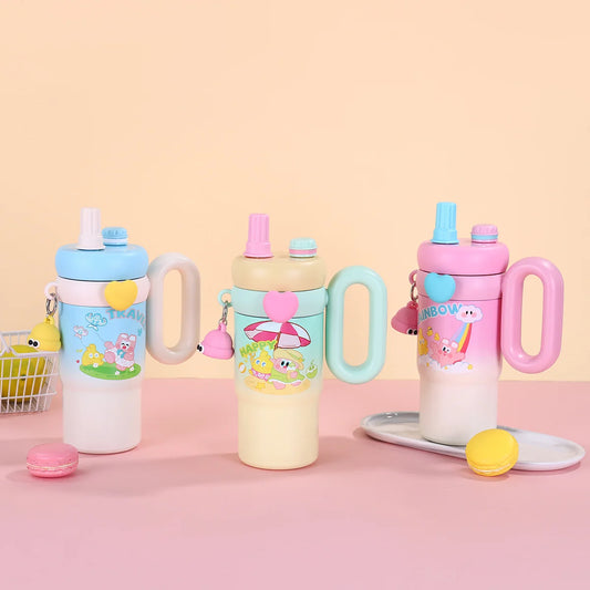 Kawaii Bear Insulated Kids Water Bottle with Straw