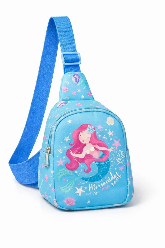 Unisex mermaid theme Travel Crossbody Backpack Shoulder Chest Bag, Polyester