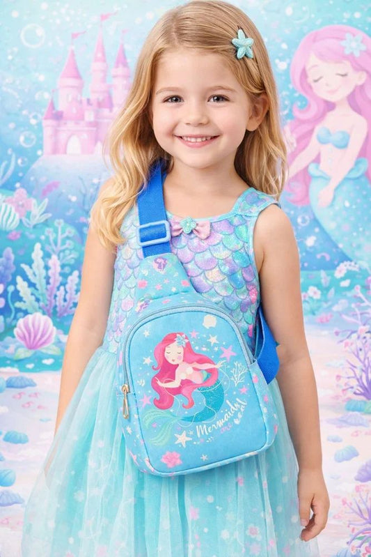 Unisex mermaid theme Travel Crossbody Backpack Shoulder Chest Bag, Polyester